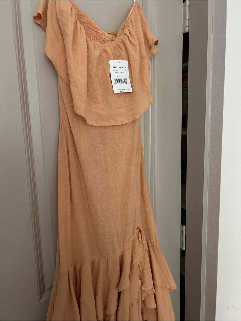 Free People Sweet Mimosa Peach Tiered Maxi Dress